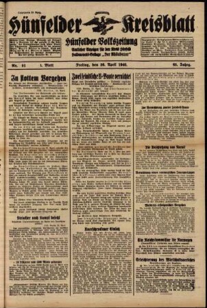 Erste Ausgabe vom Freitag, den 26. April 1940.