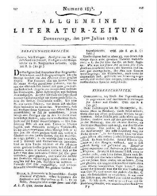 Westphal, George [Christian] Ehrhard: George Ehrhard Westphals ... Predigten über einige Sonn- und Festtagsabschnitte. - Halle : Hemmerde und Schwetschke, 1788