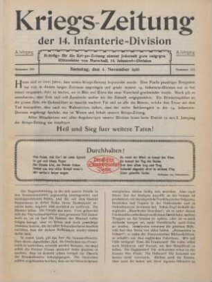 1916: Kriegszeitung der 14. Infanterie-Division