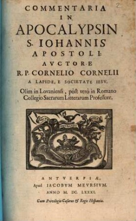 Commentaria In Apocalypsin S. Johannis Apostoli