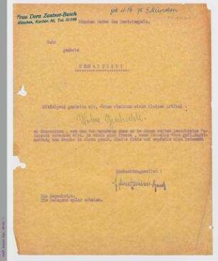 Brief an eine Redaktion, ms. mit Unterschrift