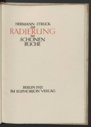 Die Radierung im schönen Buche