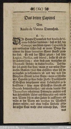 Das dritte Capittel Von Realis de Vienna. Dummheit