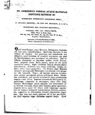 De commercio formae atque materiae, 3