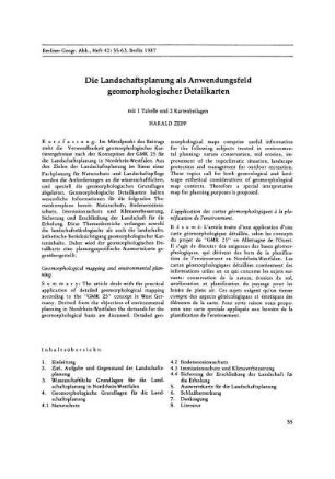 Die Landschaftsplanung als Anwendungsfeld geomorphologischer Detailkarten