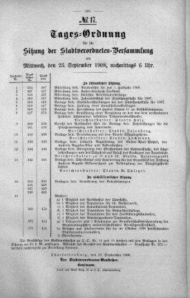 Tages-Ordnung. No. 17 (357-380), 23. September 1908