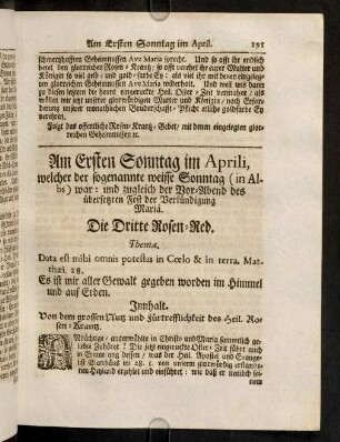 191-197, Am Ersten Sonntag im Aprili, ...