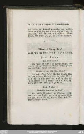 Viertes Hauptstück. Das Sacrament der heiligen Taufe.
