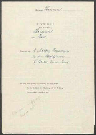2 Fragebogen und Karte Hessental, OA Hall