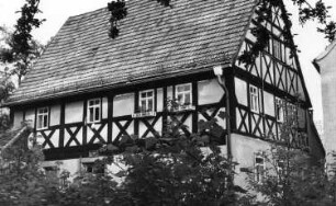 Triebischtal-Taubenheim. Fachwerkhaus an der Kleinen Triebisch, unweit der Obermühle Taubenheim