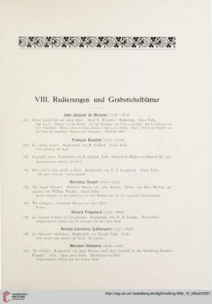 VIII. Radierungen und Grabstichelblätter (Nr. 181 - 204)