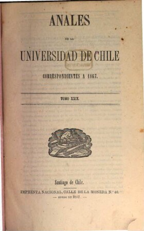 Anales de la Universidad de Chile : memorias científicas y literarias. 29. 1867