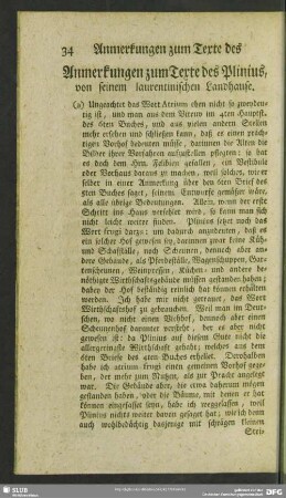 Anmerkungen zum Texte des Plinius, von seinem laurentinischen Landhause