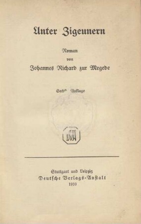 Unter Zigeunern : Roman