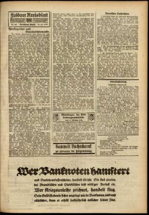 Zweite Ausgabe vom Donnerstag, den 31. Oktober 1918.