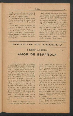 Folletín de "Crónica" : Amor de Española [Continuación]
