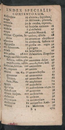 Index Specialis Contentorum.