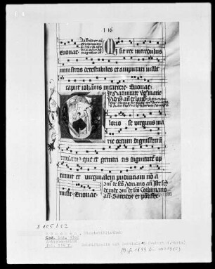 Antiphonale — Initiale G, darin Geburt der Maria, Folio 116recto