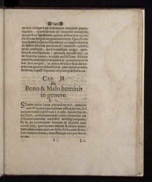 Cap. II. De Bono & Malo hominis in genere.