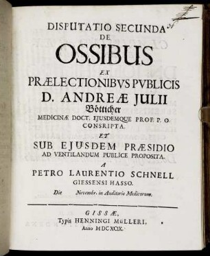 Disputatio Secunda De Ossibus