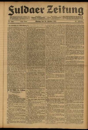 Erste Ausgabe vom Montag, den 20. Oktober 1913.