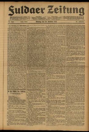 Erste Ausgabe vom Montag, den 20. Oktober 1913.