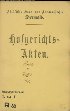 Richter, Johann Henrich gegen Nevelin Weffel (Wöbbel) - Brautschatz