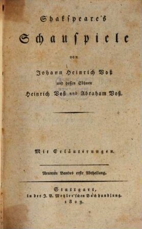 Shakspeare's Schauspiele : Mit Erläuterungen, 9,1