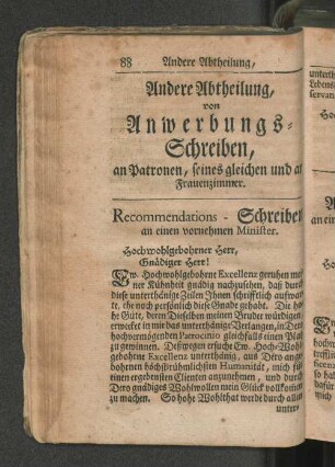 Andere Abtheilung, von Anwerbungs-Schreiben, ...