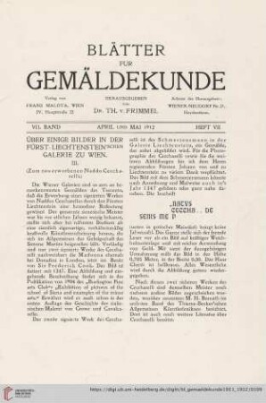 7: Über einige Bilder in der Fürst Licgtenstein´schen Galerie zu Wien [2]