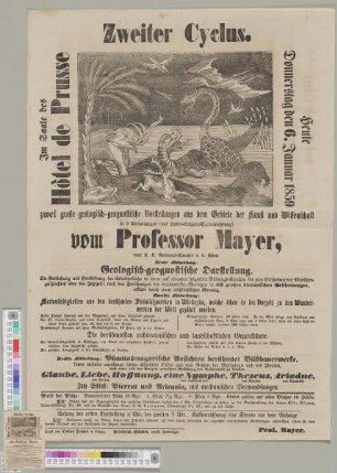 Die Wunder der Urwelt. Täglich zwei große geologisch-geognostische Vorstellung aus dem Gebiete der Kunst und Wissenschaft vom Professor Mayer.