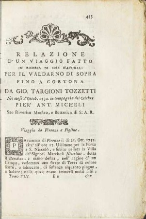 Viaggio da Firenze a Figline.