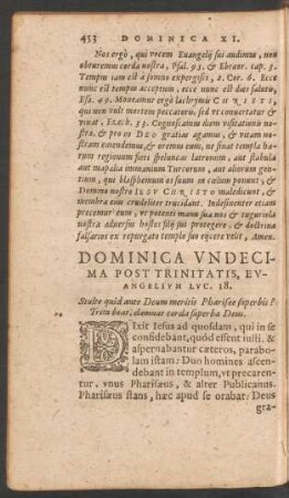 Dominica Undecima Post Trinitatis ...