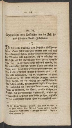 No. VI. Rhapsodieen eines Geistlichen um die Zeit seines silbernen Amts-Jubiläums