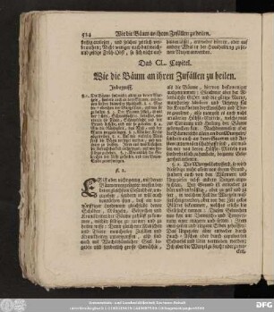 Das CL. Capitel. Wie die Bäum an ihren Zufällen zu heilen.
