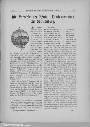 Die Parochie der Königl. Landesanstalten zu Sachsenburg