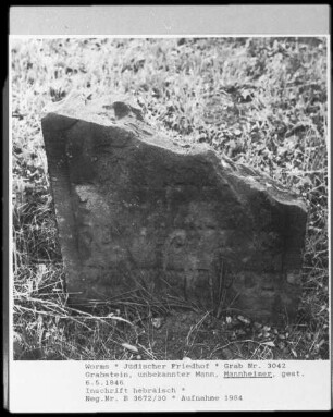 Grabstein von unbekannter Mann, Mannheimer (gestorben 1846.05.06)