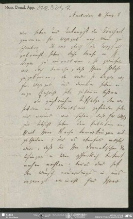Eigenh. Brief von Friedrich Arnold Brockhaus an August Wilhelm von Schlegel, Amsterdam, 10.06.1808