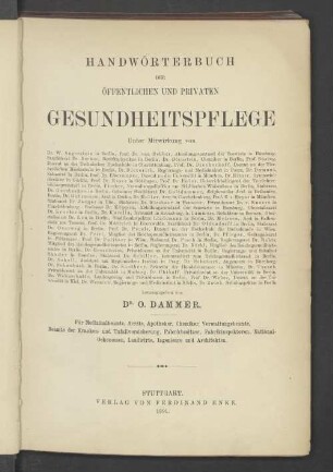 Handwörterbuch der öffentlichen und privaten Gesundheitspflege