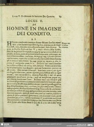 Locus V. Homine In Imagine Dei Condito