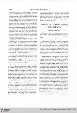 Opérations sur les organs intérieurs de la génération