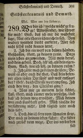 Selbsterkenntniß und Demuth.