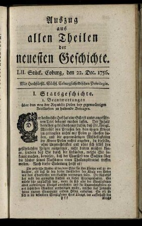 LII. Stück. Coburg, den 22. Dec. 1756.