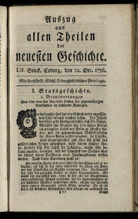 LII. Stück. Coburg, den 22. Dec. 1756.