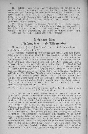 Urkunden über Finkenwärder und Altenwerder.