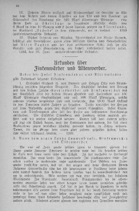 Urkunden über Finkenwärder und Altenwerder.