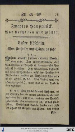 2. Von Urtheilen und Sätzen.