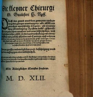 Die kleyner Chirurgi ...