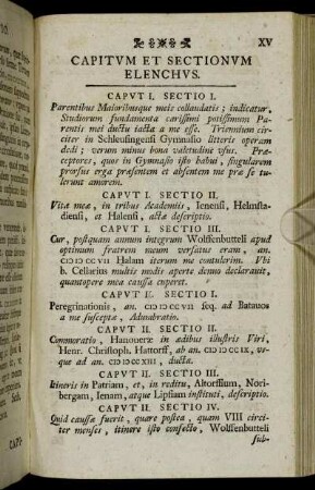 Capitum Et Sectionum Elenchus.