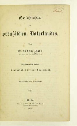Geschichte des preußischen Vaterlandes